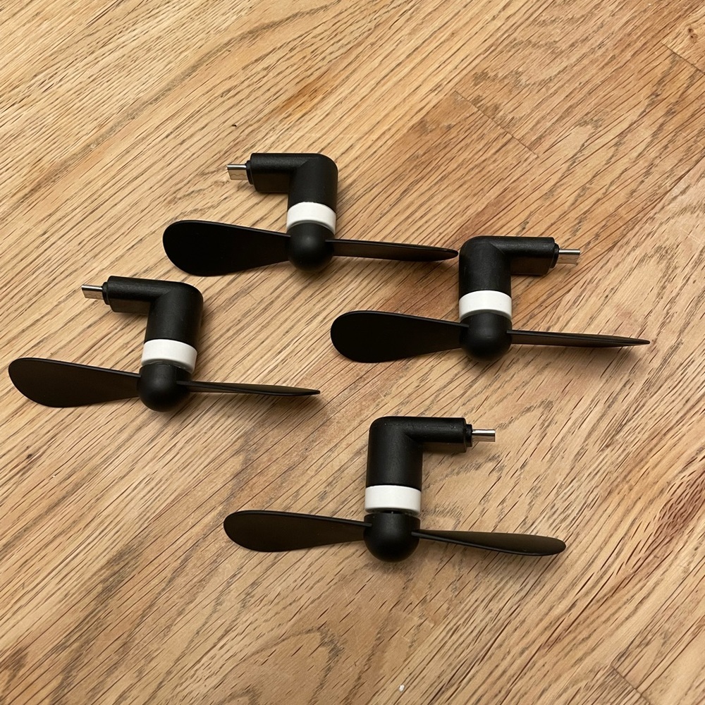 Set of Four Mini Phone Fans: USB or Android Compatible